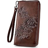 VIMUTI Womens Wallet Rfid Embossed Vegan Leather Multi Card Slots Wallets Large Capacity Wristlet Travel Purse for Women