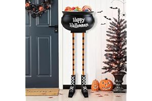 ORIENTAL CHERRY Halloween Decorations - Halloween Candy Bowls - 12''x32'' Large Witches Legs Candy Cauldron - Halloween Hocus Pocus Candy Holder Bucket for Party Decor Outdoor Indoor Front Porch Home Kitchen