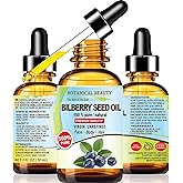 Botanical Beauty Bilberry Seed Oil 100% Pure Natural Virgin Unrefined Cold Pressed Carrier Oil for FACE, Skin, Hair, Nails, Rich in Natural Vitamin C (1 Fl Oz)