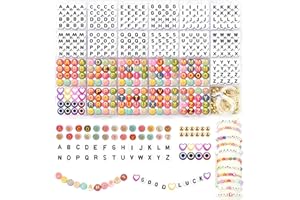 LIANGDING 980PCS Letter Beads Bracelets Making Kit,14 Colors Letter Beads for Friendship Bracelets,A-Z Alphabet Bead Kit with Evil Eye Heart Bead for Jewelry Making,Bracelet Beads Craft Gift for Girls