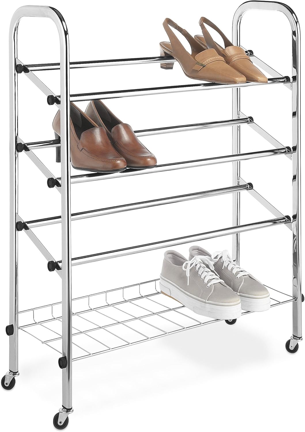 steel shoe racks on Amazon Com Whitmor Adjustable Rolling Shoe Rack Home Kitchen