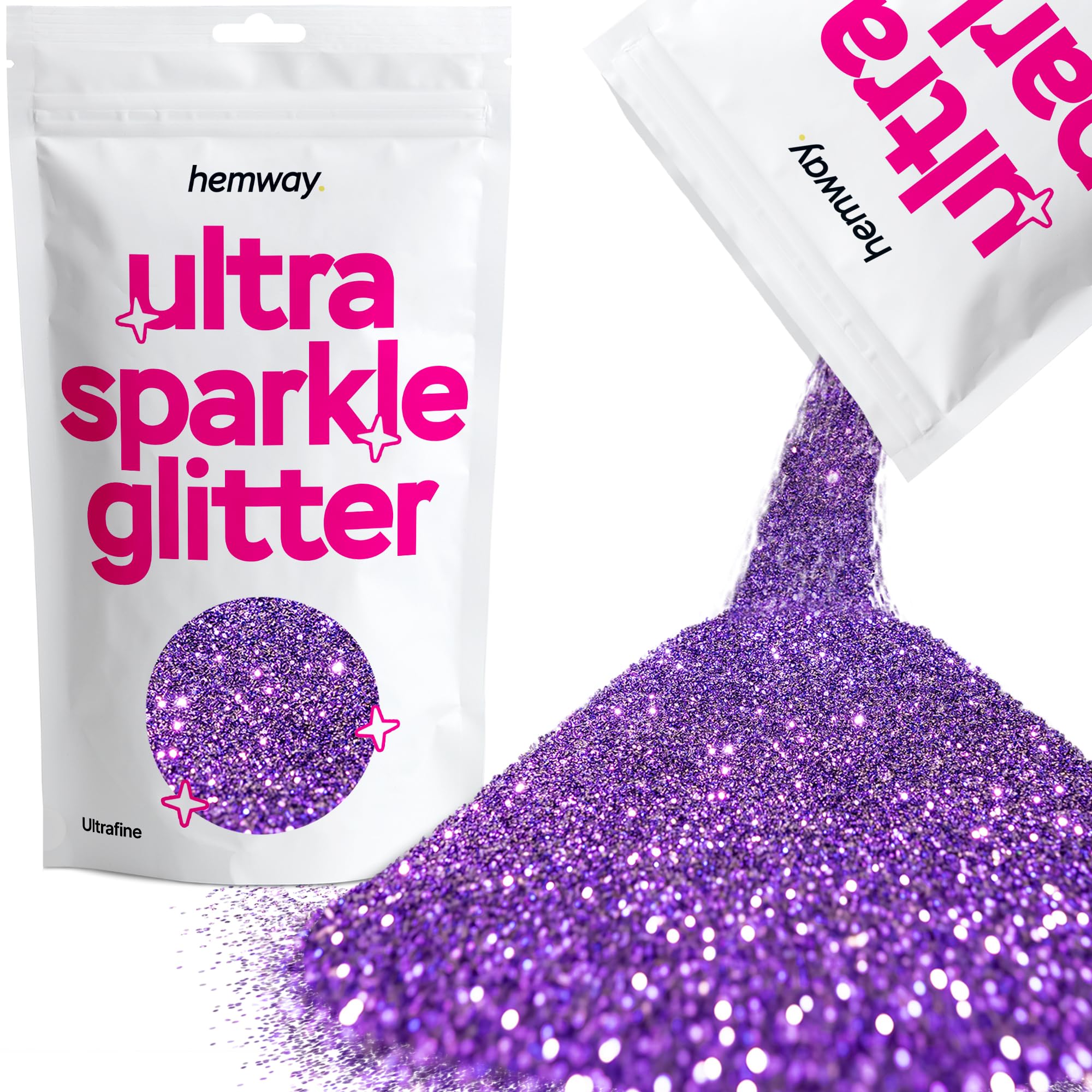 Hemway Ultra Sparkle Glitter Purple 100g Ultrafine | Glitter for Arts & Craft, Makeup, Nail Art, Crafting, Card Making, Sparkle Decoration