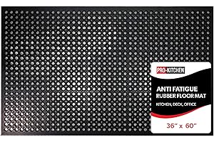 Pro-Kitchen 36x60 Inch (91x152 cm) Rubber Floor Mat Black, Anti Fatigue Mat Non-Slip, Commercial Entrance Door Mat for Restau