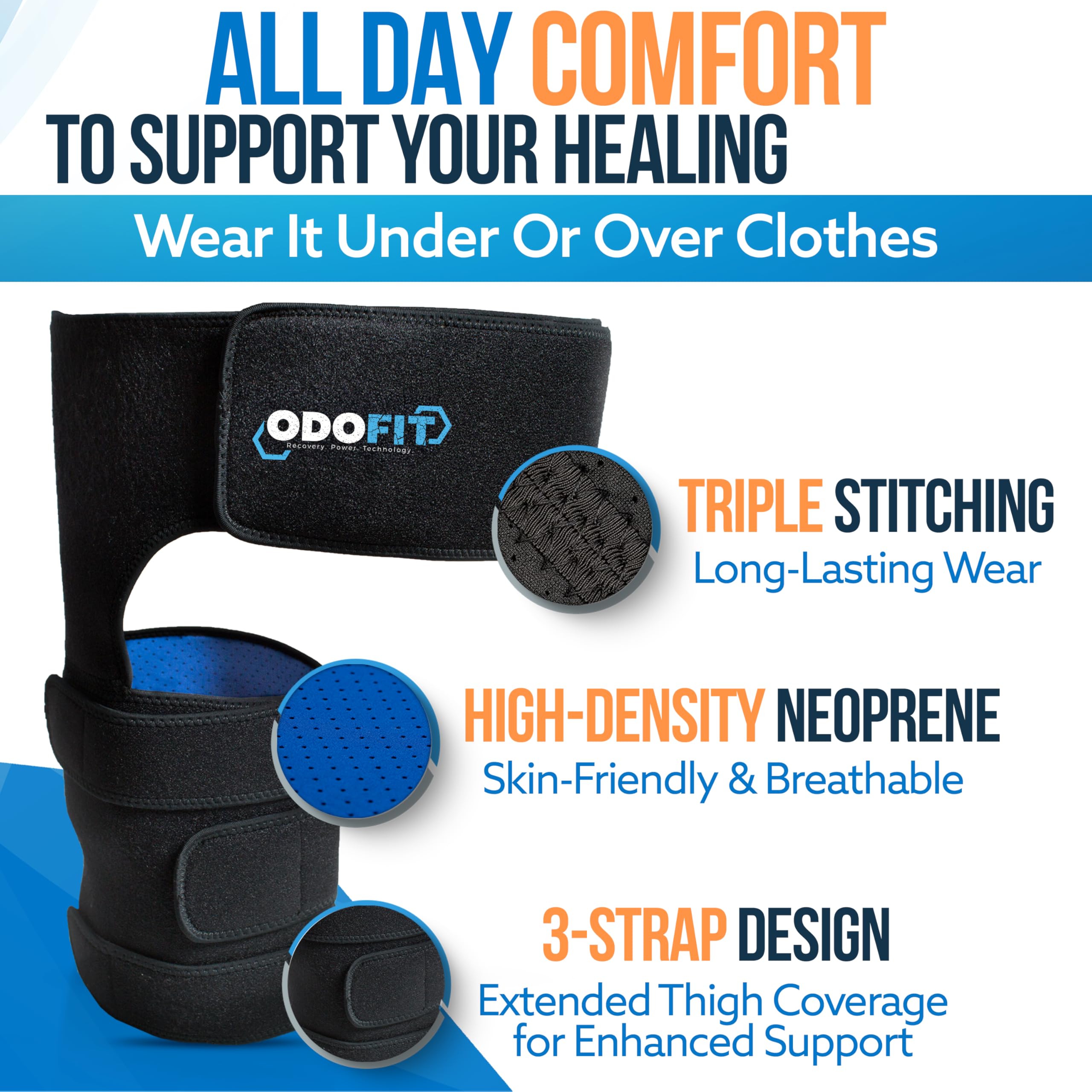 5 in 1 Hip Brace for Women Men Sciatica Pain Relief Devices - Adjustable Groin, Hip Flexor Compression Wrap for Comfortable Thigh, Hamstring & Sciatic Nerve Support, Improved Mobility & Recovery