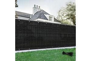 SUNLAX Privacy Fence Screen 5x25FT Heavy Duty Mesh Fence Net Cover with Grommets for Patio Porch Pool Backyard Outdoor Chain Link Fence, Black