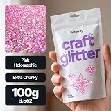 Hemway Pink Holographic Extra Chunky Glitter 100g for Crafts view 2