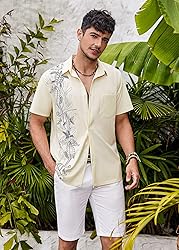 COOFANDY Men's Summer Shirts Coconut Tree Print