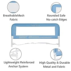 Adjustable Mesh Bed Rail in Blue, Two Height