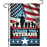 BlissYard Thank You Veterans Garden Flag Decorative Yard Banner Seasonal Flag for Outdoor Outside Decor Party Decoration American Patriotic Yard Memorial Day Independence Day Farmhouse Decorations