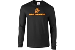 FASHION GREEK US Marines Two Tone Logo Graphic Long Sleeve Officially Licensed T Shirt