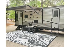 Anidaroel Outdoor Rugs 8x10ft for Patios Clearance Waterproof, Reversible Tropical Plastic Straw Camping Mat Outside Rug, Large Outdoor Area Rug for RV, Porch, Deck, Balcony, Picnic(8'x10')