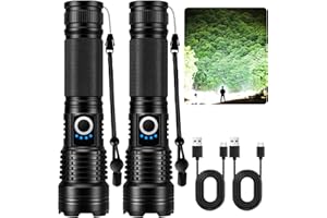 MILAOSHU Rechargeable Flashlights 90000 High Lumens - 2 Pack, Super Bright LED Flashlight Rechargeable with 5 Light Modes, High Powered & IPX7 Waterproof Flash Light for Camping, Home