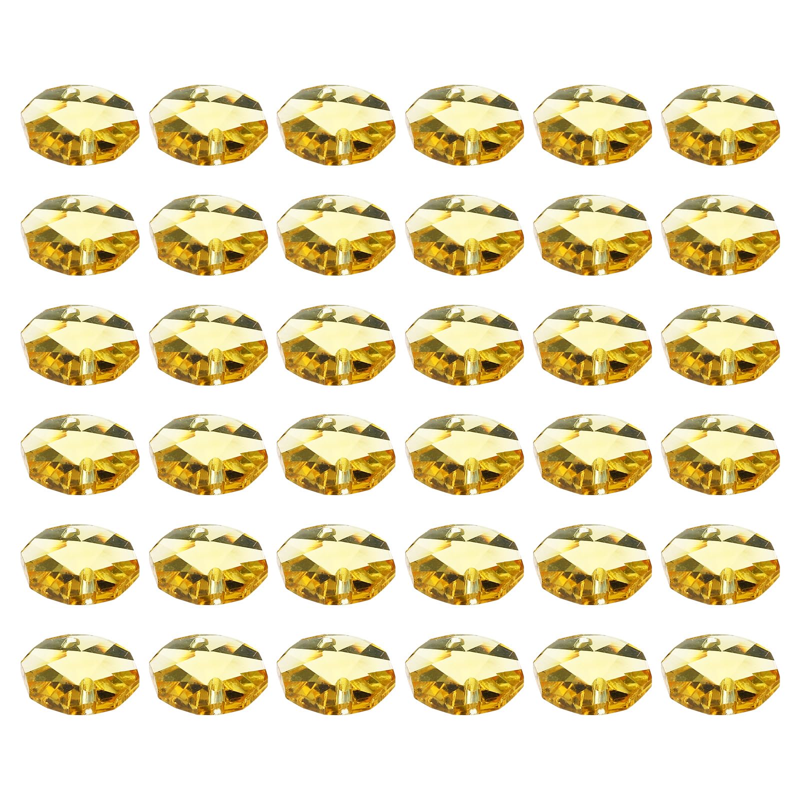 PATIKIL Crystal Octagon Beads, 40 Pack 14mm Chandelier Prisms Parts Hanging Beads DIY Lamp for Arts Crafts Decoration, Golden