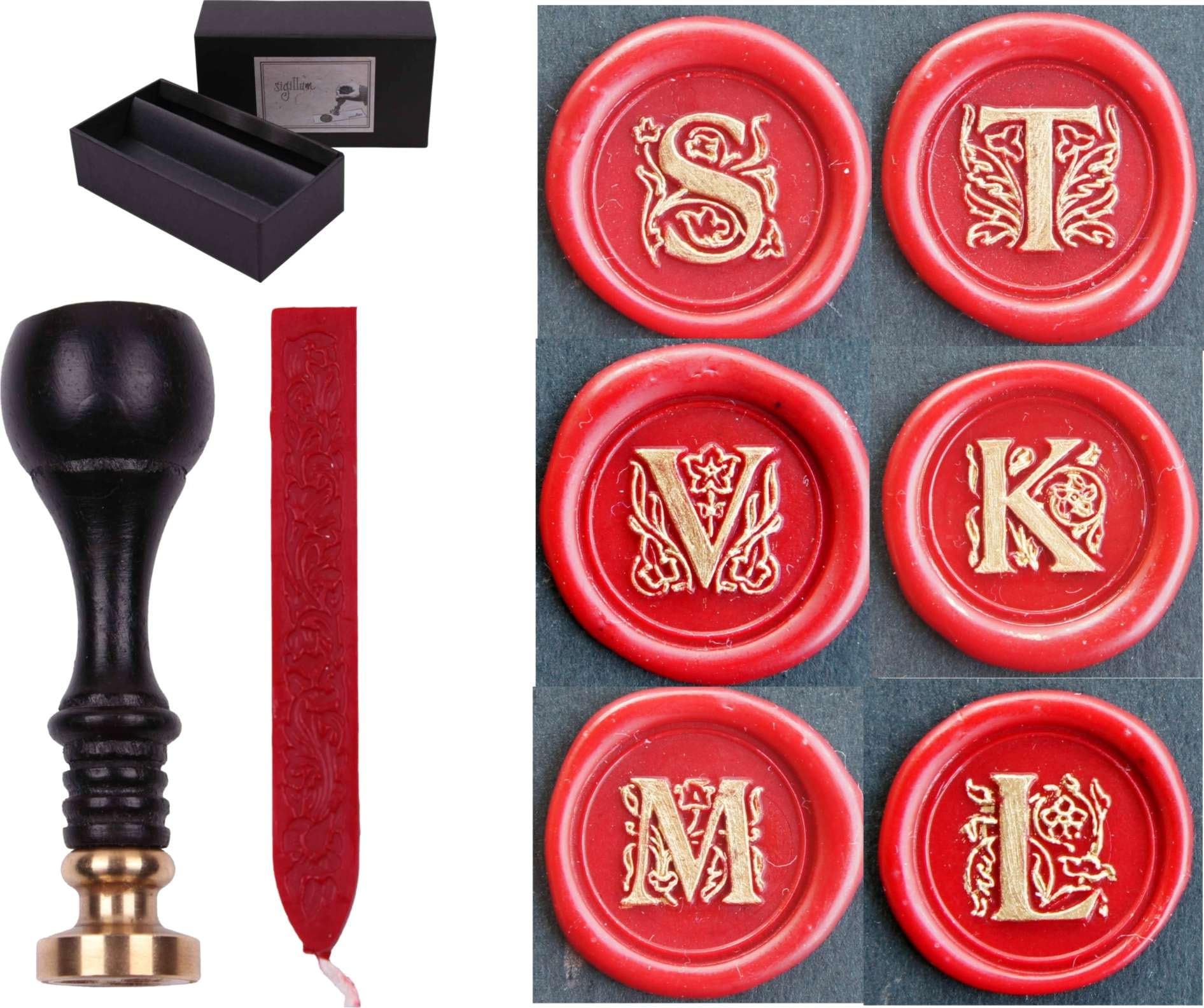 engraurART – Seal set Sigillum with Engraving 1 letter Including1 bar of seal wax Buchstabe: H H