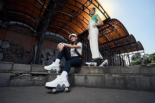 TAILORIA Four-Wheel 2-in-1 Roller Skate Shoes Unisex Roller Skates  Detachable Kids Sneakers with Wheels Skatin