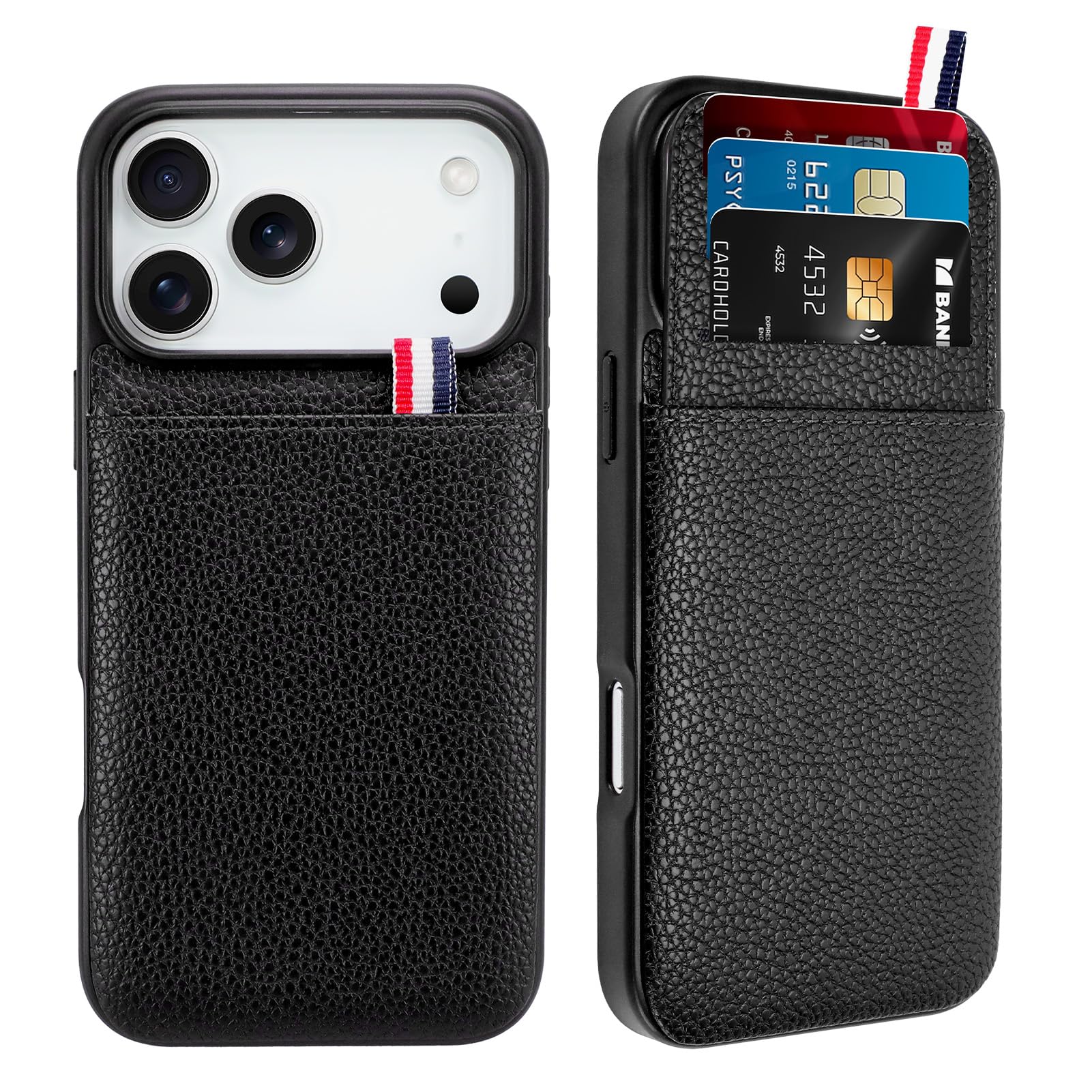 WPCase Wallet Phone Case for iPhone 17 Pro Max Case with Card Holder for Men Women, Black Leather Protective Phone Cover with Wallet Compatible with iPhone 17 Pro Max of 2025