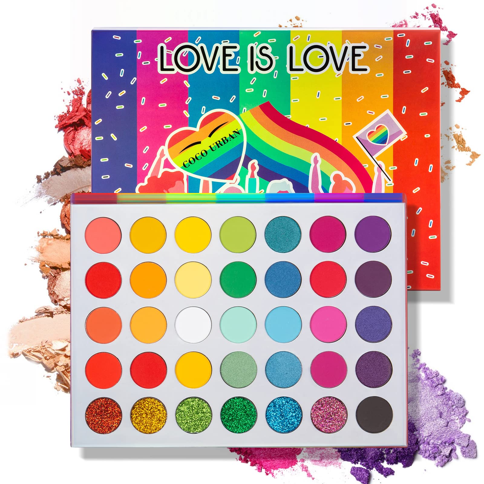 35 Colors Eyeshadow Makeup Palette, Highly Pigmented Colorful Long Lasting Waterproof Eye Shadow, Shimmer Matte Glitter Metallic Dramatic Eyes Shadow Make Up Pallet Cosmetics Gift Kit (35C)