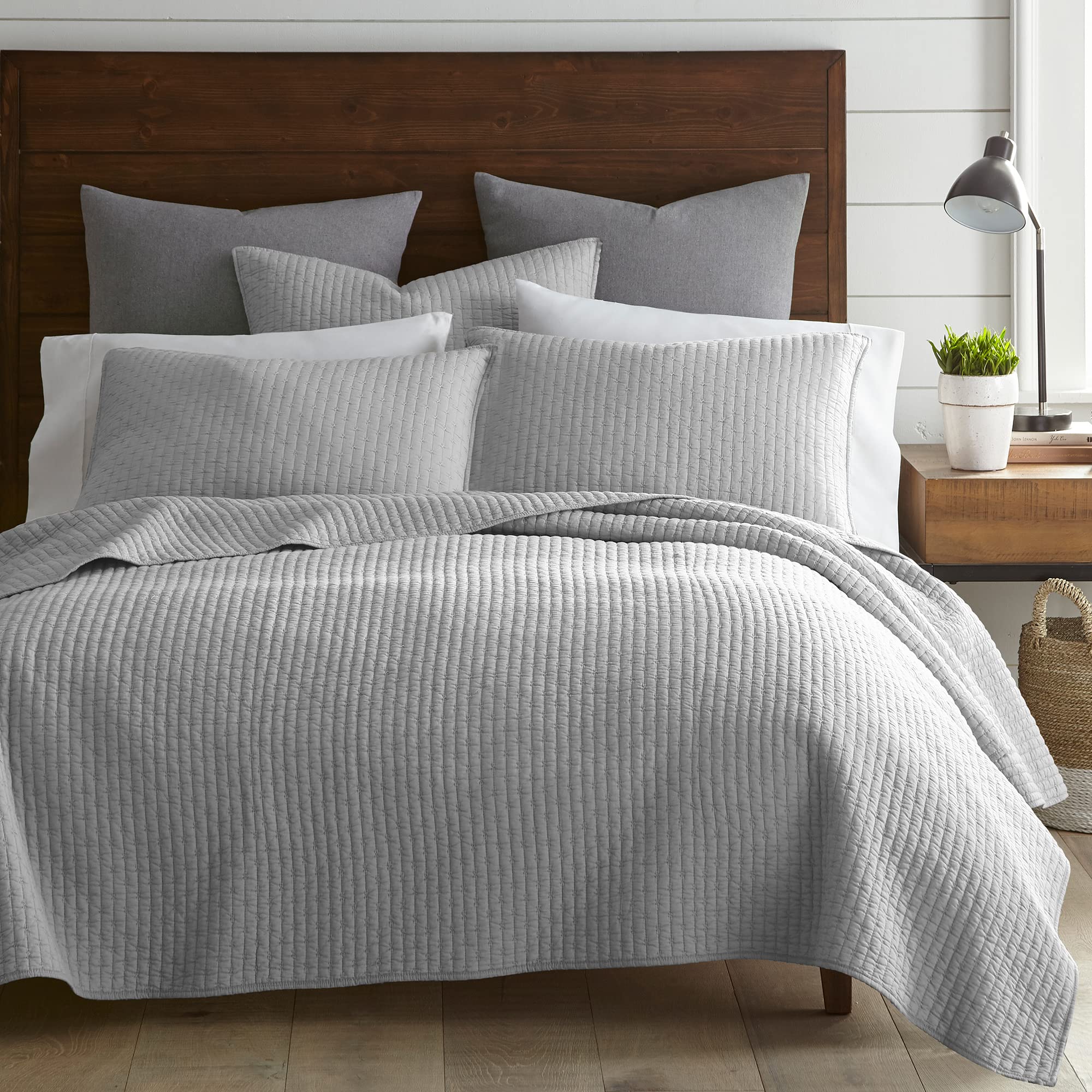 Levtex Home - Cross Stitch Light Grey Quilt Set