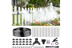 100FT 360° Adjustable Drip Irrigation Kit – 1/4" Tubing with 18 Nozzles, Full-Circle Spray for Greenhouse, Vegetable Garden &