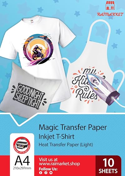 Raimarket Premium Iron-On Transfer Paper Light Fabrics A4 10 Sheets