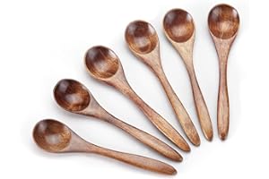Sevensun Small Wooden Teaspoon, 6pcs Serving Wooden Utensils For Cooking, Condiments, Honey, Spoons For Daily Use