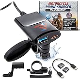 Terminal Velocity Sport -12 Volt Dual USB-C Motorcycle Phone Charger |Bike Accessories - Motorcycle USB Charger waterproof - Type A & C - 3.0 Ampere Fast Charging Port - SAE to USB - for Phone, Camera