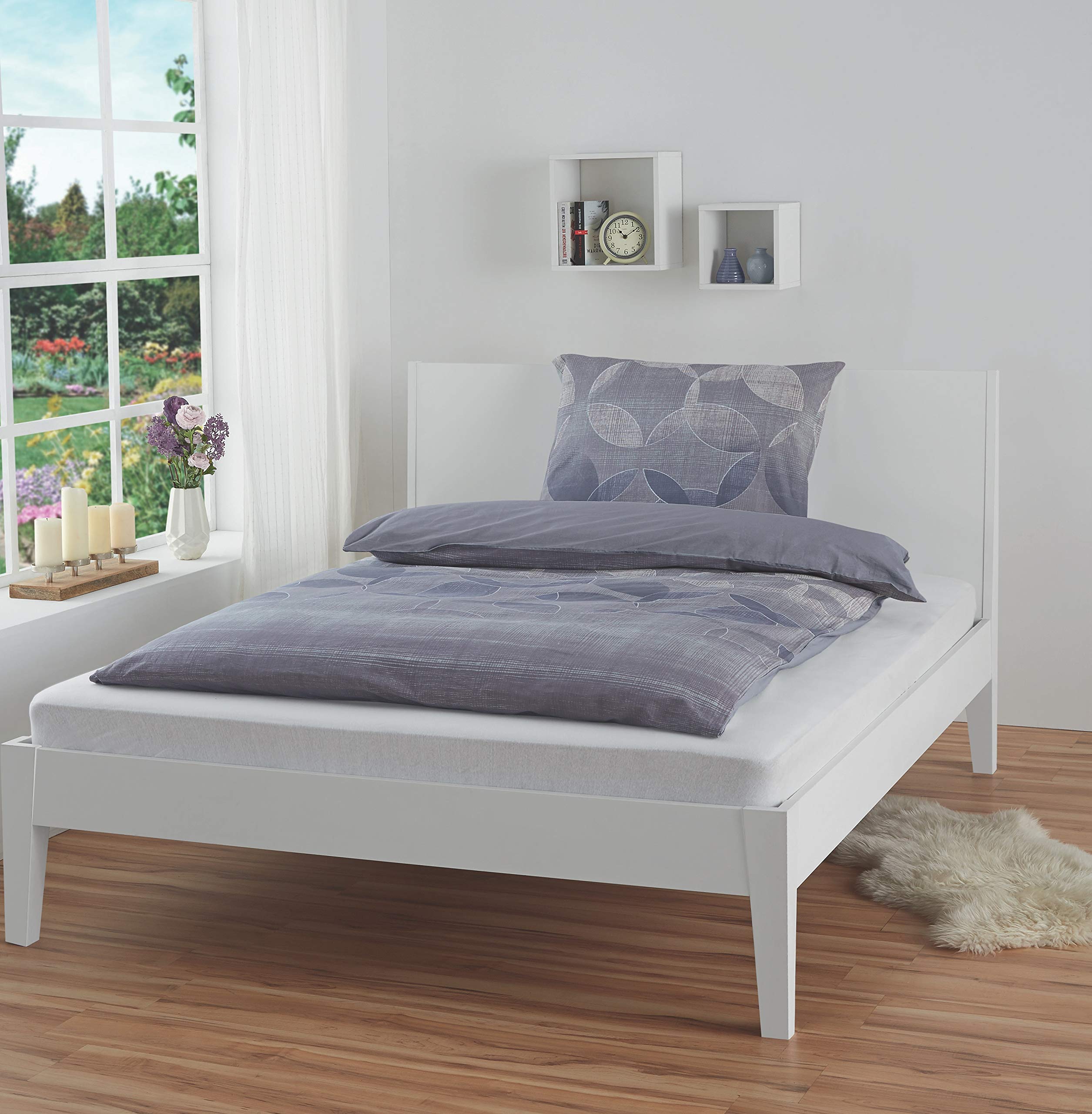 Sleepdown Geometric Illusion Grey 100% Cotton Duvet Cover Quilt Bedding Set with Pillowcase - duvet cover 135x200cm + 1 x 80x80cm