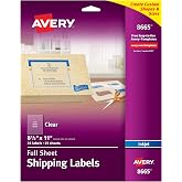 Amazon.com : Avery Full Sheet Printable Shipping Labels, 8.5" x 11 ...