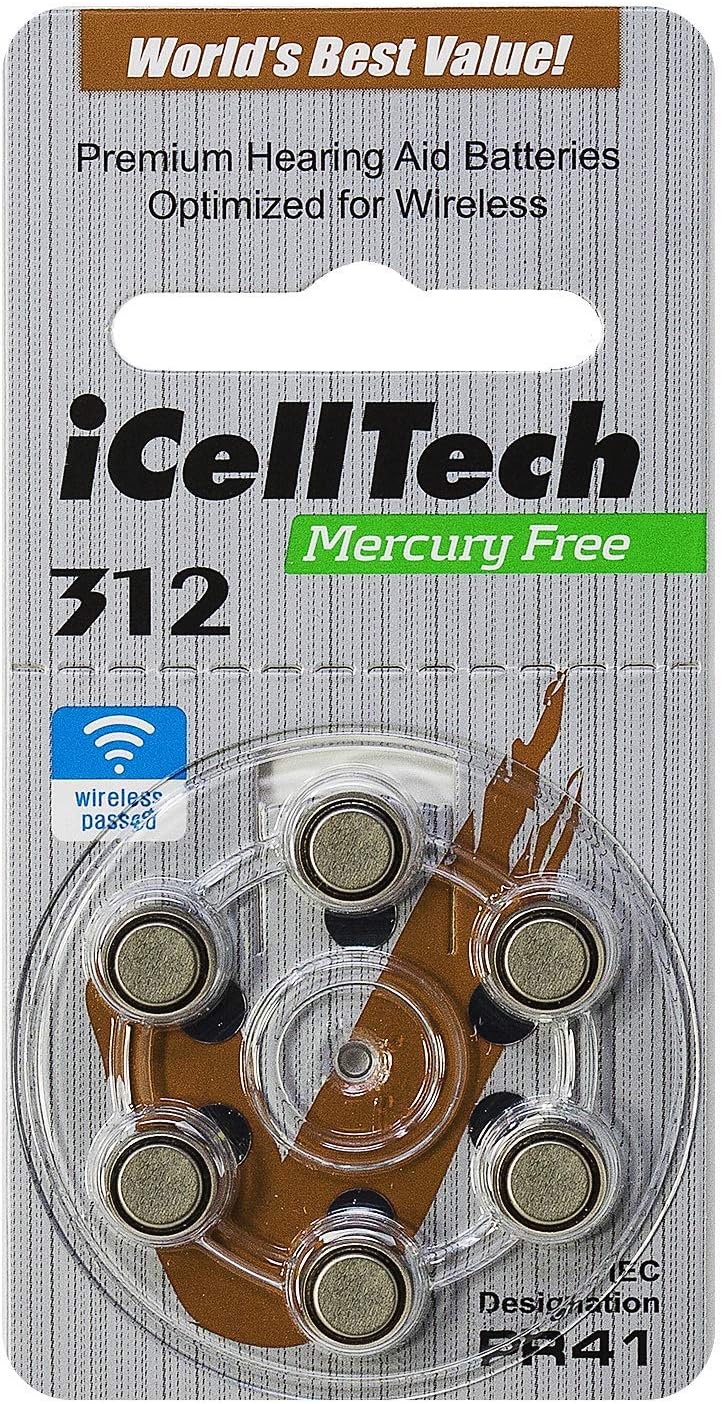 iCellTech Size 312 Hearing Aid Batteries (60 batteries)