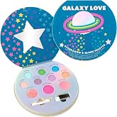 Galaxy Love Glisten &amp; Glitter Makeup Palette - 10 Color Eyeshadow &amp; Blush | 10 Color Eyeshadow &amp; Blush Novelty Beauty Set. Fold-Out Compact with Mirror. Washable &amp; Non-Toxic Gift for Girls &amp; Kids
