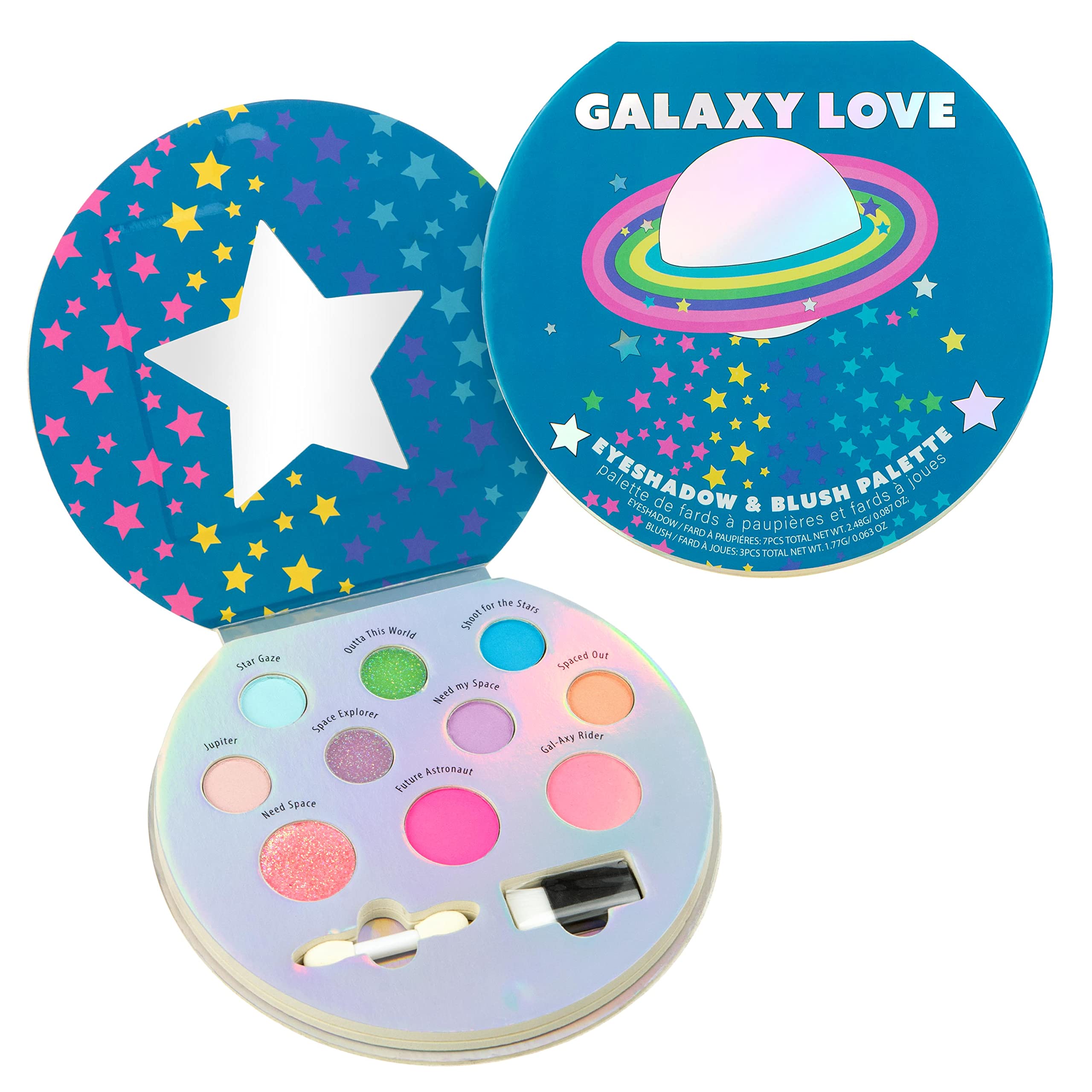 Photo 1 of 10 Color Eyeshadow Palette & Blush Makeup Novelty Beauty Set, Fold Out Compact with Mirror, Washable, Non-Toxic,Galaxy Love Glisten & Glitter Makeup Palette