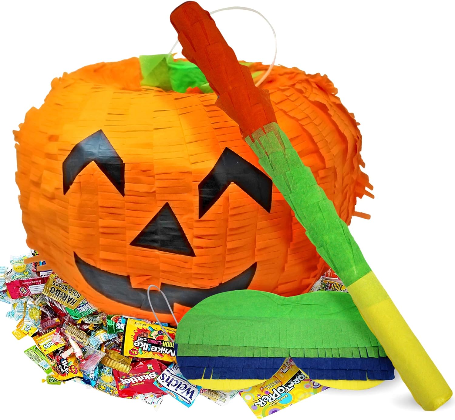 Halloween Large Pumpkin Piñata Pack, 35 x 25CM with Stick & Blindfold