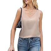 JTD Womens Silk Satin Tank Tops V Neck Dressy Casual Sleeveless Blouses Cami Camisole Summer Basic Tank Shirt