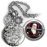 St. Colette of Corbie Locket Necklace, Patron Saint Confirmation Gift, Italian Charms, Catholic Jewelry