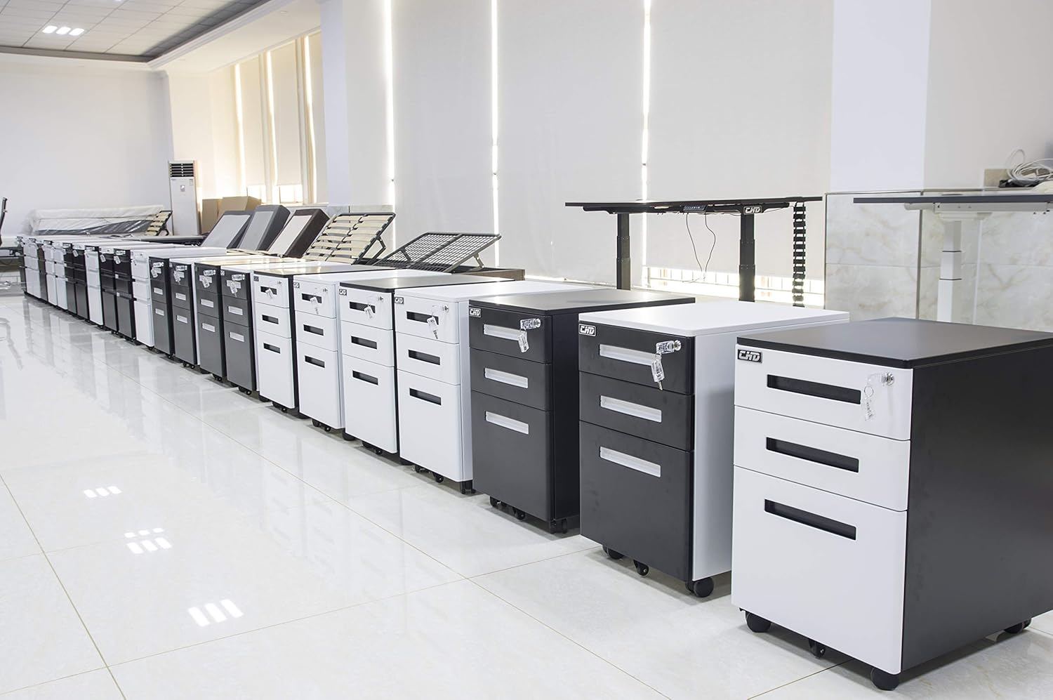 Black Chd 3 Drawer Mobile File Cabinet Lock Rolling Storage Metal Office Organizer Vertical File Cabinets