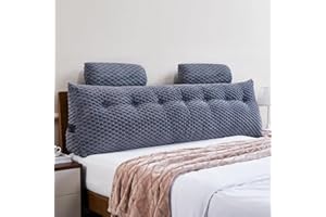 EUHAMS Wedge Headboard Pillow - Bed Wedge Pillow for Headboard Triangular Headboard Pillow with Neck Roll Pillow-Large Bolster Pillow for Sitting in Bed Backrest Positioning Support (Grey,76x8x20 Inches)