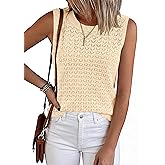KIRUNDO Sweater Vest Women Crochet Tank Tops 2026 Spring Summer Sleeveless Knit Pullover Beach Cover Up Vacation Outfits