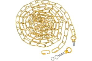 PATIKIL 15 Feet Lighting Chain for Hanging Lamp, Chandelier Chain Light Fixture Chain Load Capacity 65 lbs for Pendant Light, Ceiling Fan, Bright Gold