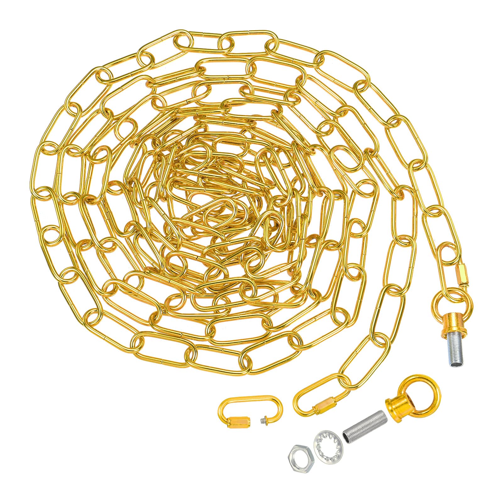 PATIKIL 15 Feet Lighting Chain for Hanging Lamp, Chandelier Chain Light Fixture Chain Load Capacity 65 Lbs for Pendant Light, Ceiling Fan, Gold