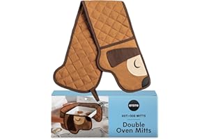 OTOTO Hot-Dog Double Oven Mitts Cute Funny - Gifts for Dog Lovers, Dachshund Themed Gifts, Heat Resistant, Kitchen Gadgets (Brown)