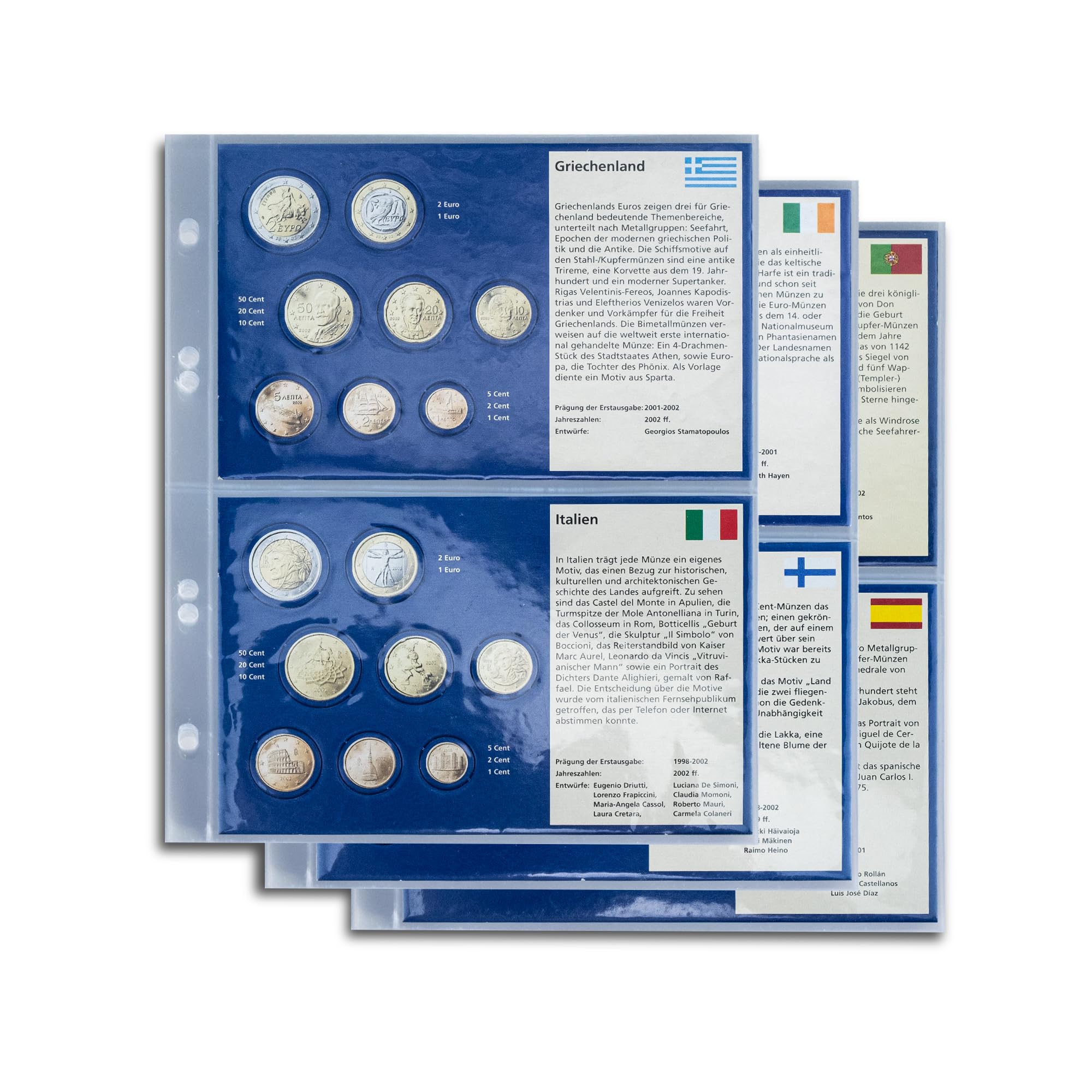 Prophila Collection 6 Stück €uro-Vordruck-Tabletts Irland, Finnland, Portugal, Spanien, Griechenland, Italien