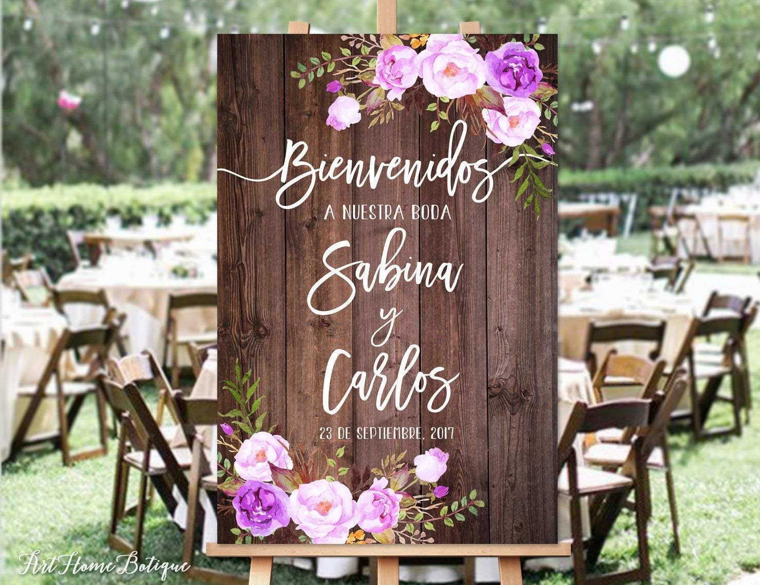 Monsety Bienvenidos A Nuestra Boda - Cartel de boda rústico con texto