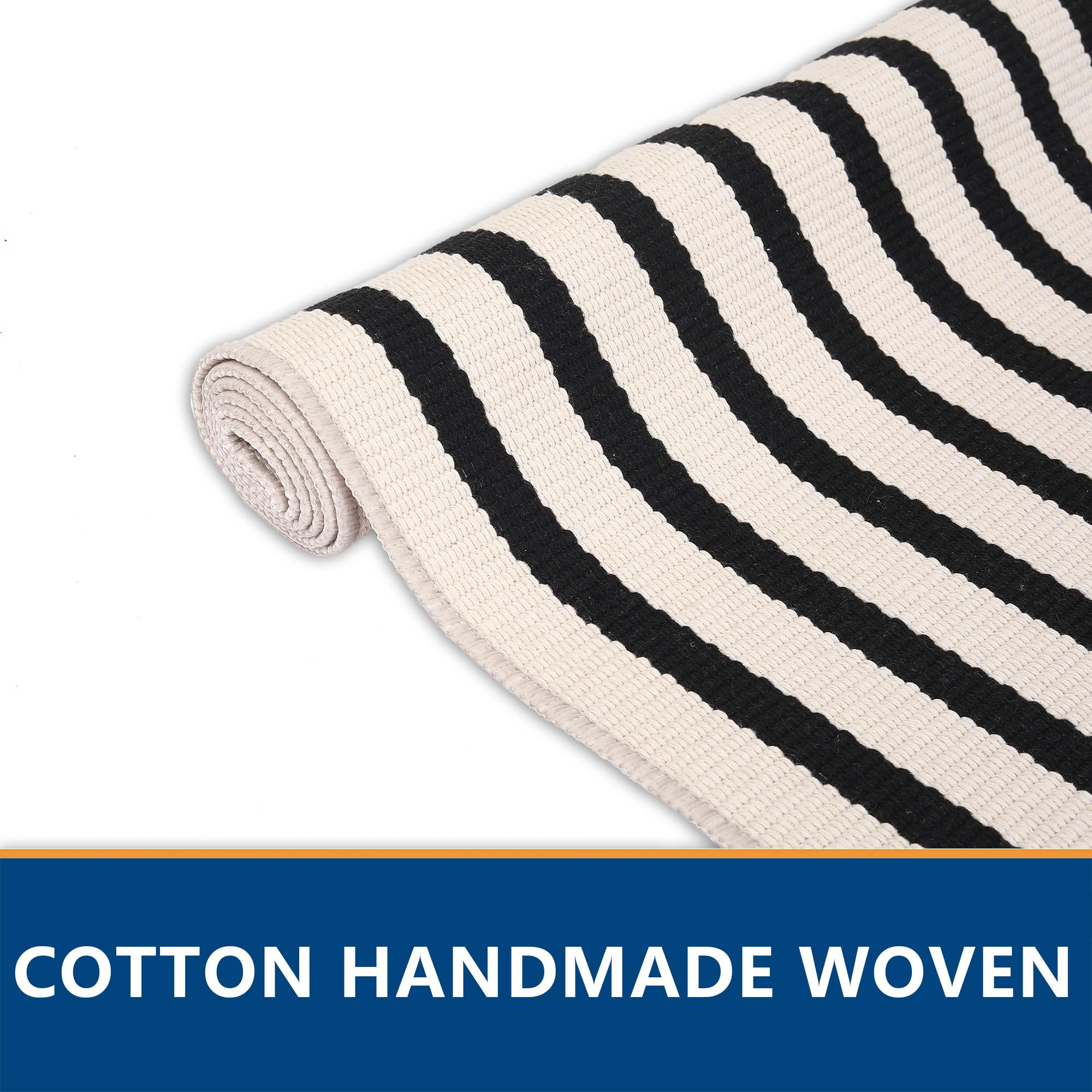 Fallovea Front Door Mat Combo Set, Hello 100% Coco Coir Welcome Doormat + 28" x 43" Layered Buffalo Black and White Striped Rug, Spring Thanksgiving Porch Entryway Decor Indoor Outdoor Floor Mats - Image 6