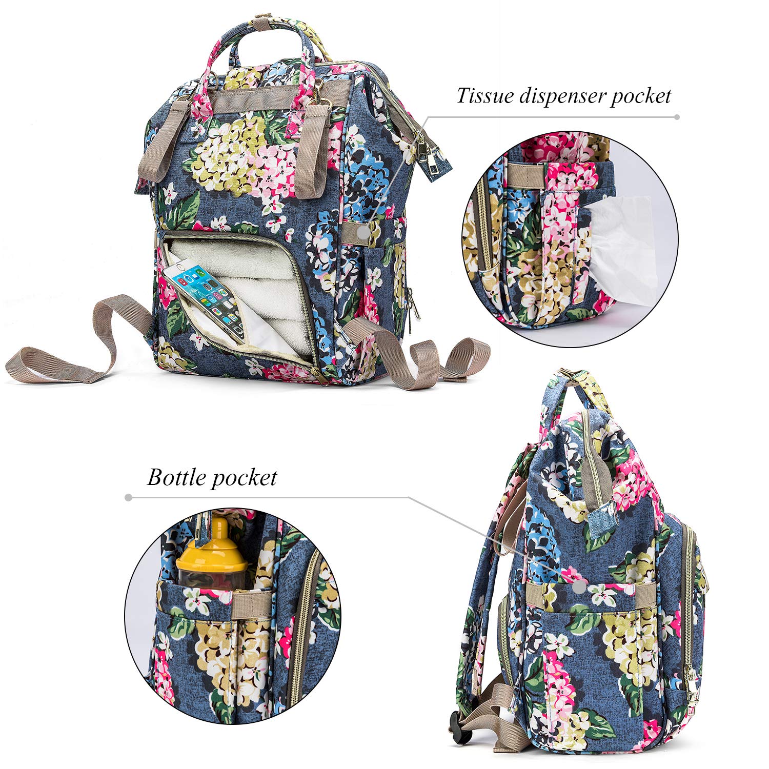 floral baby changing bag