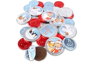 Sweetzo Christmas Elf Milk Chocolate Coins, Individually Wrapped Stocking Stuffers and Candy Bowl Fillers (Approx 33 Pieces)