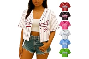 No.6Customized Women's Custom Cropped Baseball Jersey Short Crop Tops Personalized Team Name Number