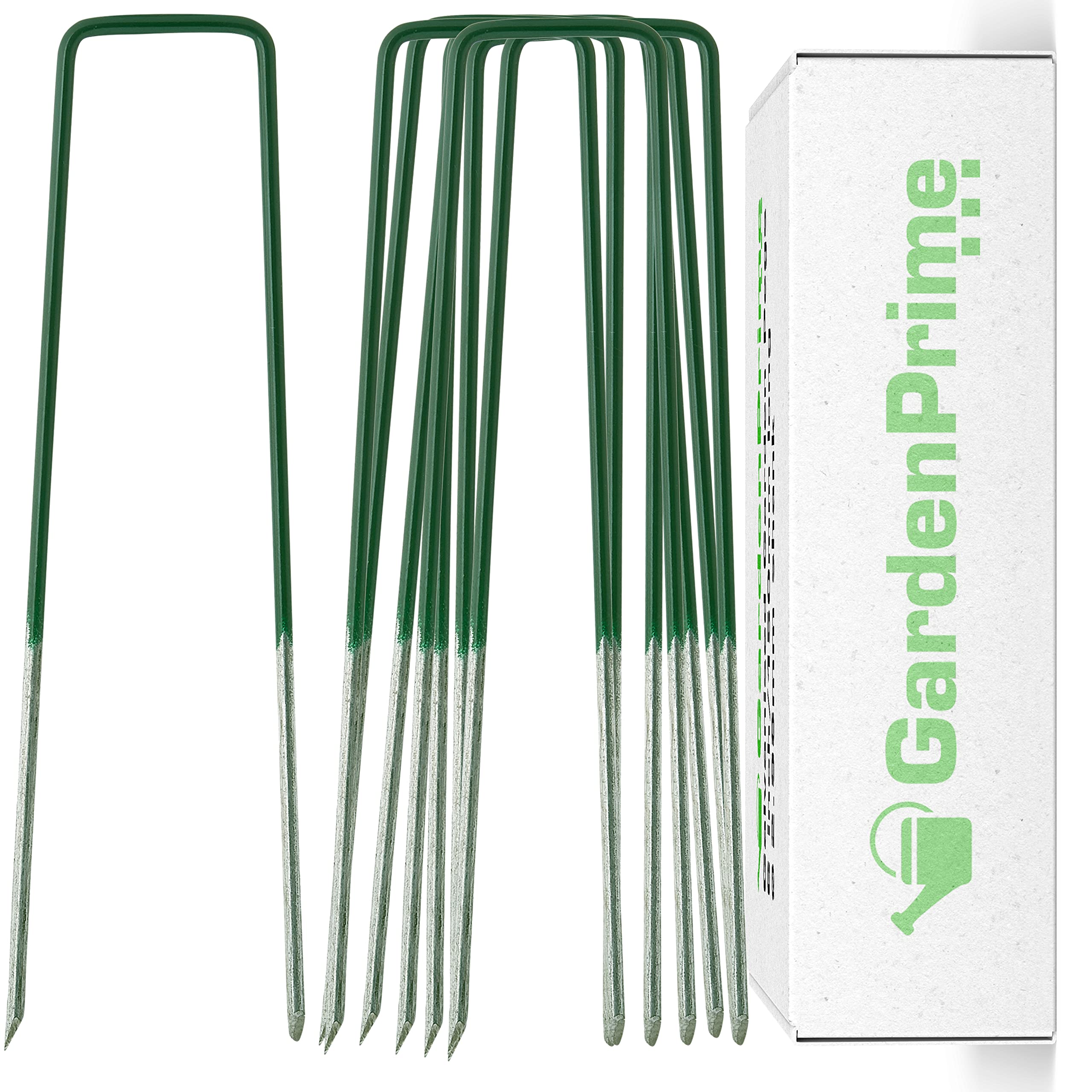 GardenPrime 200x Half Green Artificial Grass Pegs to pin fake grass, astro turf, weed membrane, garden netting (200, 150mm/6)