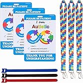 Autism Safety Tag Card with Loop Fastener Strips, Tag for Travel Communication (Pack of 3 Sets)