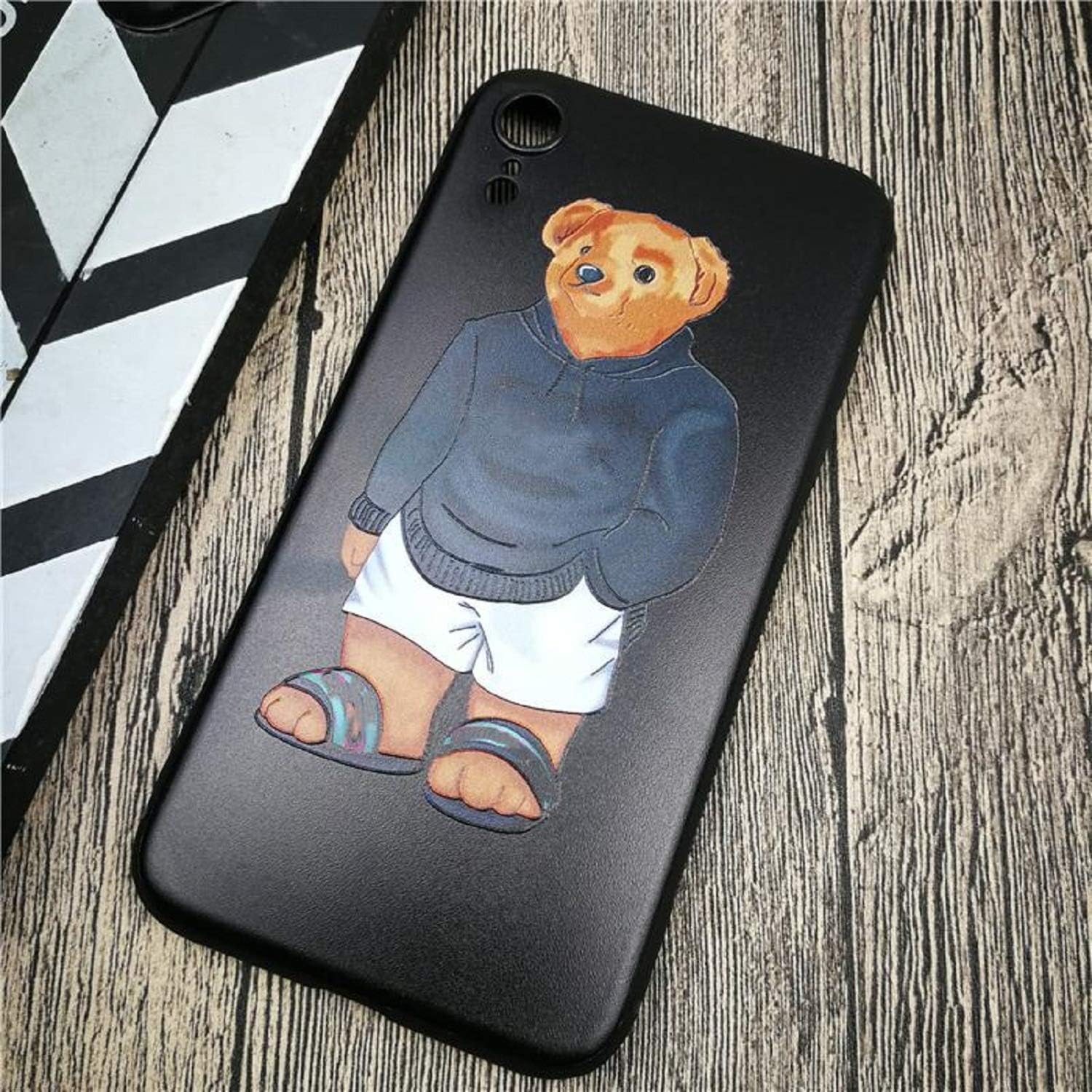 Fashion Bear for iPhone 11 pro max Cute Lovely Cartoon Bear Italy Luxury Gg Phone Cover Case for iPhone X Xs Max Xr 10 7 8 Plus Funda Relief Soft Matte Silicon Case (6, for iPhone 11 pro max)