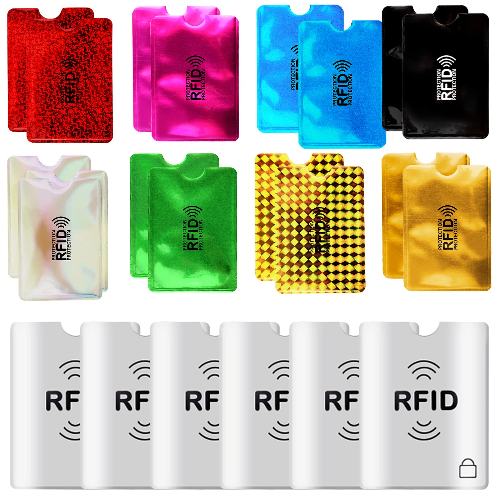 AIEX 24pcs RFID Blocking Sleeves, 18pcs Credit Card Protector and 6pcs Passport Sleeve for Cards Passport Identity Theft Protection (Mixed Color)